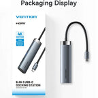 Docking USB Tipo-C Vention THJHB/ 1xHDMI 4K/ 2xUSB/ 1xUSB Tipo-C PD/ Gris