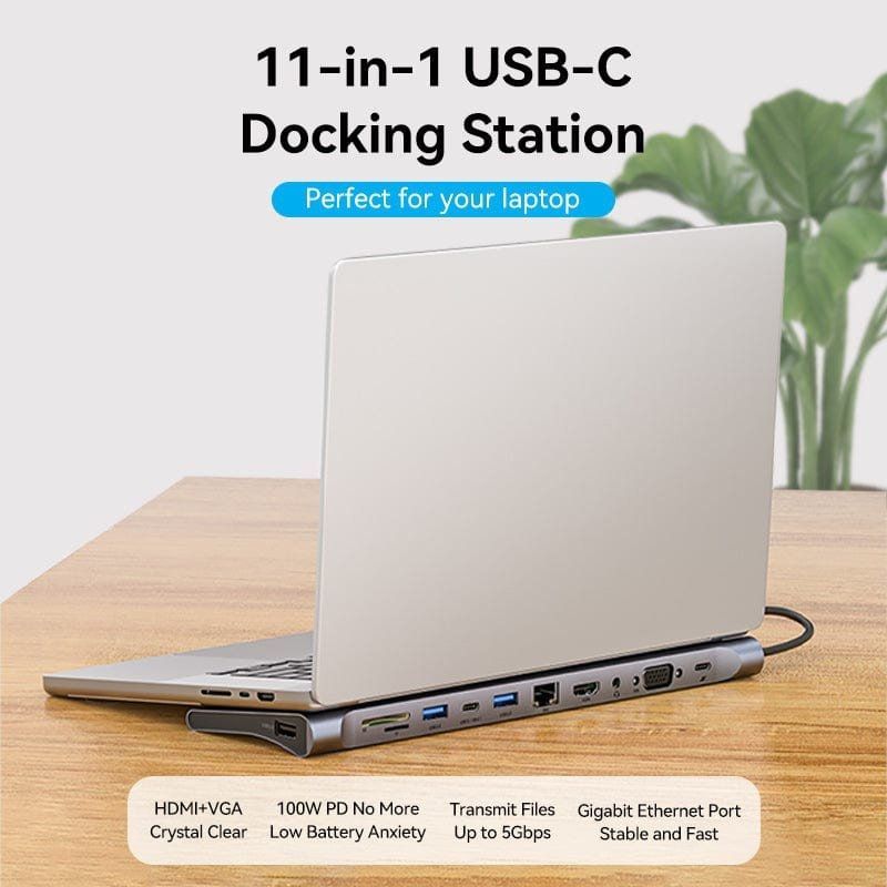 Docking USB Tipo-C Vention THTHC/ 1xHDMI/ 1xVGA/ 3xUSB/ 1xUSB Tipo-C/ 1xUSB Tipo-C PD/ 1xRJ45/ 1xLector Tarjetas SD y MicroSD/ Jack 3.5/ Gris