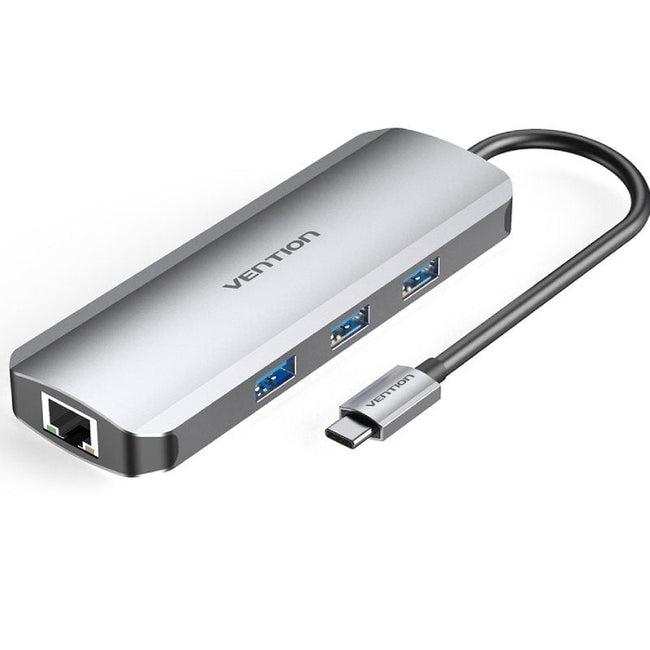 Docking USB Tipo-C Vention TOKHB/ 1xHDMI 4K/ 3xUSB/ 1xUSB Tipo-C PD/ 1xRJ45/ 1xLector Tarjetas SD y MicroSD/ Gris Hover Image