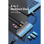 Docking USB Tipo-C Vention TOKHB/ 1xHDMI 4K/ 3xUSB/ 1xUSB Tipo-C PD/ 1xRJ45/ 1xLector Tarjetas SD y MicroSD/ Gris