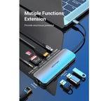 Docking USB Tipo-C Vention TOLHB/ 1xHDMI 4K/ 3xUSB/ 1xUSB Tipo-C PD/ 1xRJ45/ 1xLector Tarjetas SD/ 1x MicroSD/ Jack 3.5/ Gris