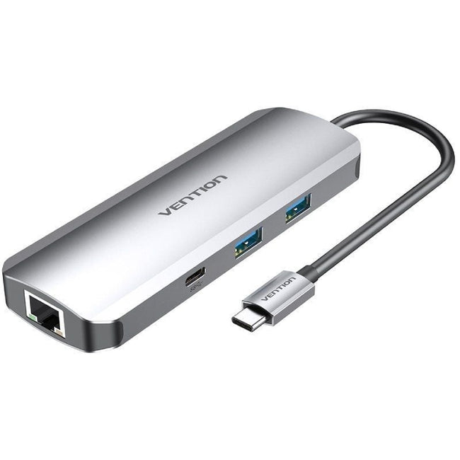 Docking USB Tipo-C Vention TOMHB/ 1xHDMI 4K/ 2xUSB/ 1xUSB Tipo-C/ 1xUSB Tipo-C PD/ 1xRJ45/ 1xLector Tarjetas SD y MicroSD/ Jack 3.5/ Gris Hover Image