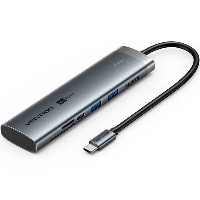 Docking USB Tipo-C Vention TPSHB/ 1xHDMI 4K/ 2xUSB/ 2xUSB Tipo-C/ 1xRJ45/ 1xUSB Tipo-C PD/ 1xLector Tarjetas/ Gris Hover Image