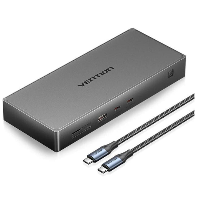 Docking USB Tipo-C Vention TPWH0/ 2xHDMI 4K/ 1xDisplayPort/ 3xUSB/ 2xUSB Tipo-C/ 1xUSB Tipo-C PD/ 1xRJ45/ 1xLector Tarjetas/ Gris Hover Image