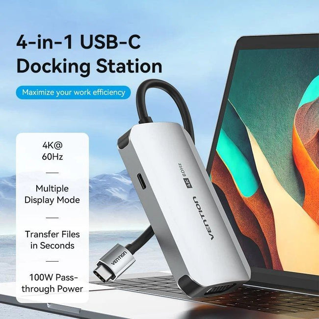 Docking USB Tipo-C Vention TQAHB/ 1xHDMI/ 1xUSB/ 1xVGA/ 1xUSB Tipo-C PD/ Gris Main Image
