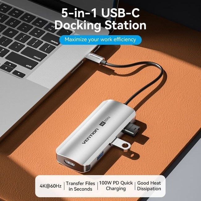 Docking USB Tipo-C Vention TQDHB/ 1xHDMI 4K/ 3xUSB/ 1xUSB Tipo-C PD/ Gris Main Image