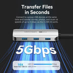 Docking USB Tipo-C Vention TQDHB/ 1xHDMI 4K/ 3xUSB/ 1xUSB Tipo-C PD/ Gris