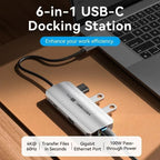 Docking USB Tipo-C Vention TQHHB/ 1xHDMI 4K/ 3xUSB/ 1xUSB Tipo-C PD/ 1xRJ45/ Gris