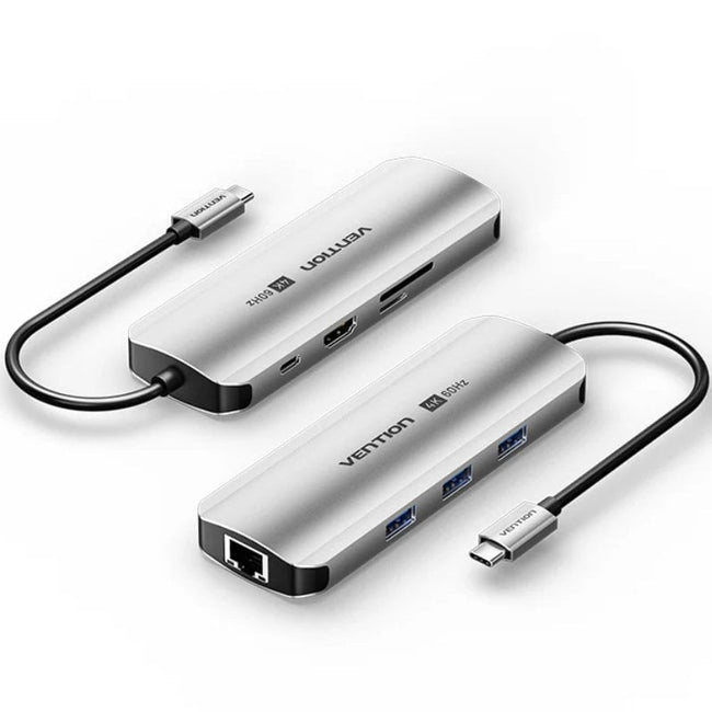 Docking USB Tipo-C Vention TQKHB/ 1xHDMI 4K/ 3xUSB/ 1xUSB Tipo-C PD/ 1xRJ45/ 1xLector de Tarjetas/ Gris Hover Image