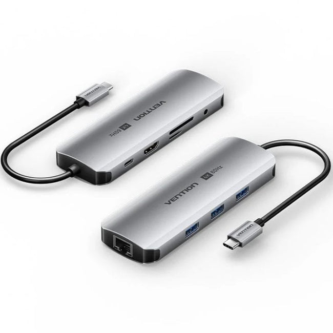 Docking USB Tipo-C Vention TQLHB/ 1xHDMI 4K/ 3xUSB/ 1xUSB Tipo-C PD/ 1xRJ45/ 1xJack 3.5mm/ 1xLector de Tarjetas/ Gris Hover Image