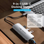 Docking USB Tipo-C Vention TQLHB/ 1xHDMI 4K/ 3xUSB/ 1xUSB Tipo-C PD/ 1xRJ45/ 1xJack 3.5mm/ 1xLector de Tarjetas/ Gris