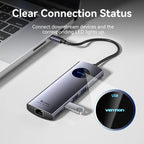 Docking USB Tipo-C Vention TQUHB/ 1xHDMI 4K/ 1xDisplayPort/ 3xUSB/ 1xRJ45/ 1xUSB Tipo-C PD/ 1xLector Tarjetas/ Gris