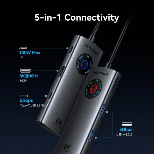 Docking USB Tipo-C Vention TQXHB/ 2xUSB/ 1xUSB Tipo-C/ 1xHDMI/ 1xUSB Tipo-C PD/ Gris Main Image
