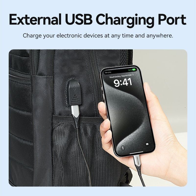 Mochila Vention KRKB0 para Portátiles hasta 17"/ 20L/ Impermeable/ Puerto USB/ Antirrobo/ Negra