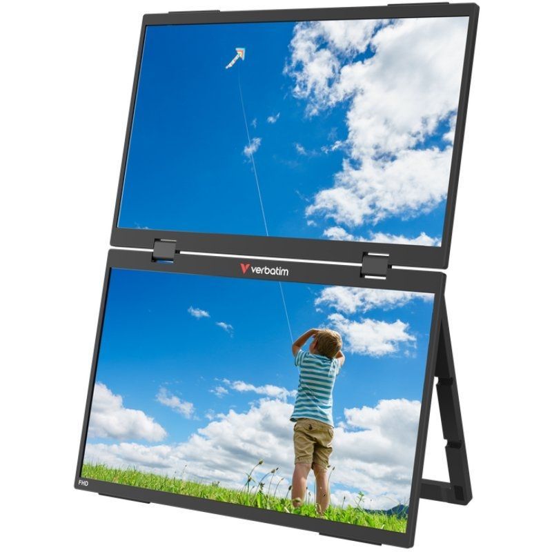 Monitor Portátil Táctil Verbatim Duo Essentials 15.6" + 15.6"/ Full HD/ Multimedia/ Negro