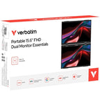 Monitor Portátil Táctil Verbatim Duo Essentials 15.6" + 15.6"/ Full HD/ Multimedia/ Negro
