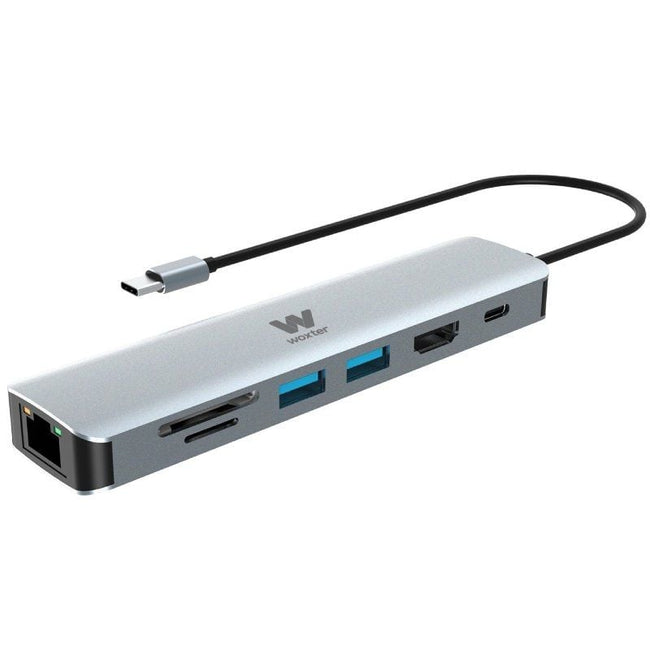 Docking USB Tipo-C Woxter PE26-181/ 1xHDMI 4K/ 2xUSB/ 1xLector de Tarjetas/ 1xRJ45/ 1xMicroUSB/ Gris Hover Image