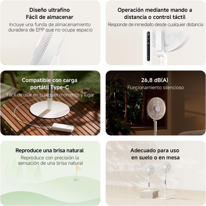 Ventilador de Pie Inteligente Xiaomi Mijia Smart Standing Fan Pro Slim/ 15W/ 7 Aspas/ WiFi/ Control APP