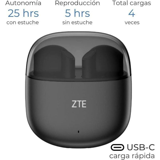 Auriculares Bluetooth ZTE Buds 2 con estuche de carga/ Autonomía 5h/ Negros Main Image