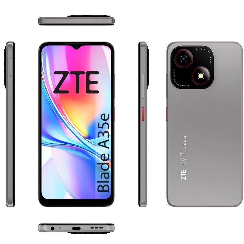 Smartphone ZTE Blade A35E 2GB/ 64GB/ 6.52"/ Gris Oscuro