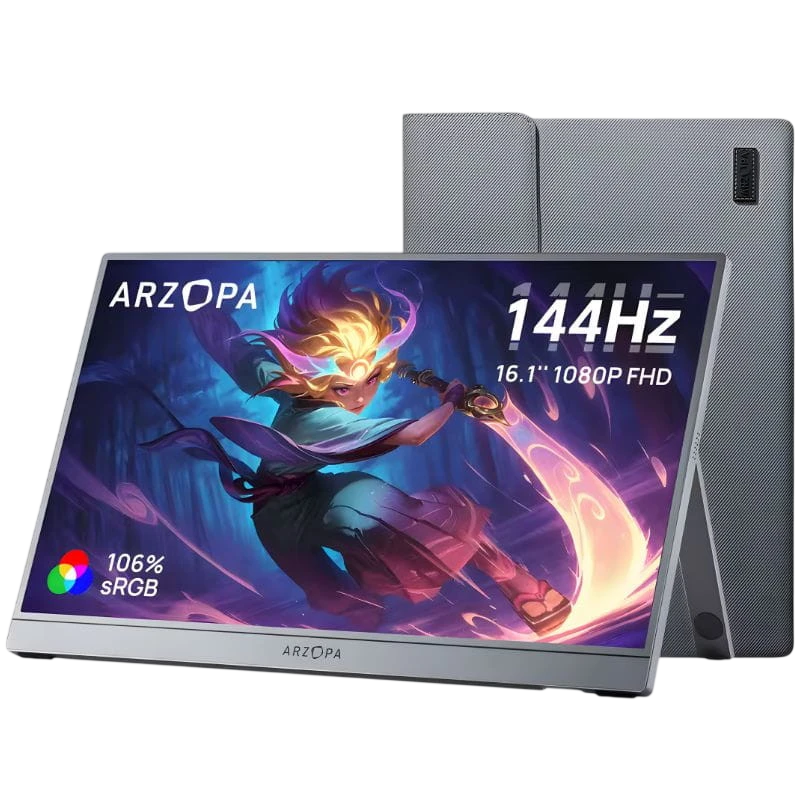 Arzopa Z1FC 16,1" FHD IPS 144Hz HDR Gris - Monitor Portátil con funda de transporte