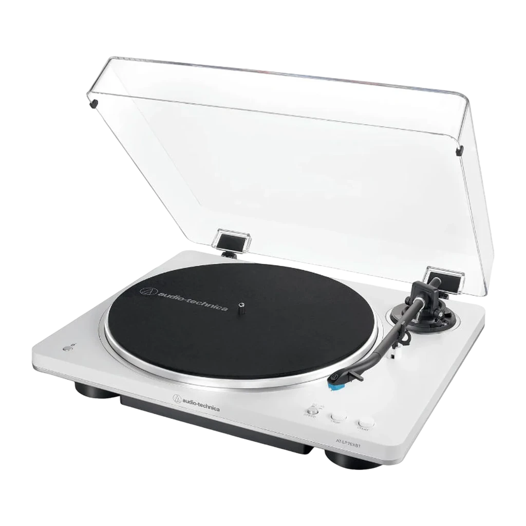 Audio-Technica AT-LP70XBTWS, record player (white/silver, integrated phono preamplifier, Bluetooth, fully automatic, belt drive)