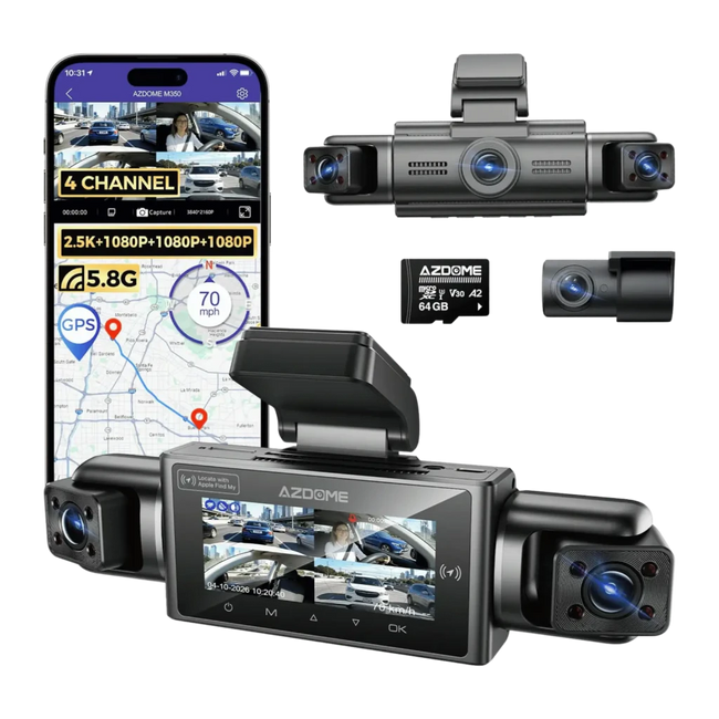 Dashcam AZDOME M350 4 Canales 360 2.5K + 31080P GPS WiFi 5GHz Hover Image