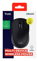 MOUSE TRUST WIRELESS Y BLUETOOTH YVI+ NEGRO 1600DPI AJUSTABLE 3 BOTONES 3 DISPOSITIVOS