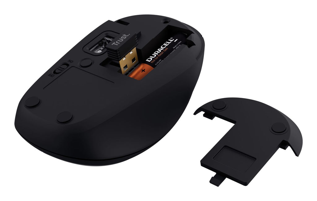 MOUSE TRUST WIRELESS Y BLUETOOTH YVI+ NEGRO 1600DPI AJUSTABLE 3 BOTONES 3 DISPOSITIVOS