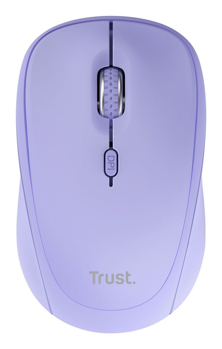 Mouse Trust Wireless Y Bluetooth Yvi+ Lila 1600dpi Ajustable 3 Botones 3 Dispositivos