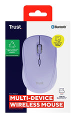 Mouse Trust Wireless Y Bluetooth Yvi+ Lila 1600dpi Ajustable 3 Botones 3 Dispositivos