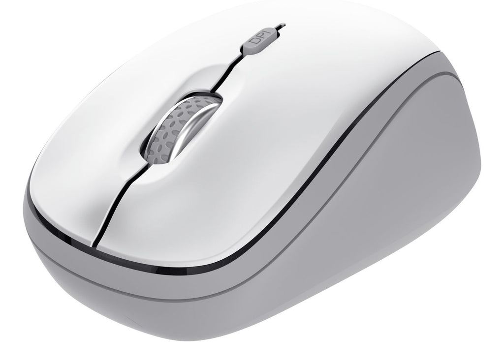 MOUSE TRUST WIRELESS Y BLUETOOTH YVI+ BLANCO 1600DPI AJUSTABLE 3 BOTONES 3 DISPOSITIVOS