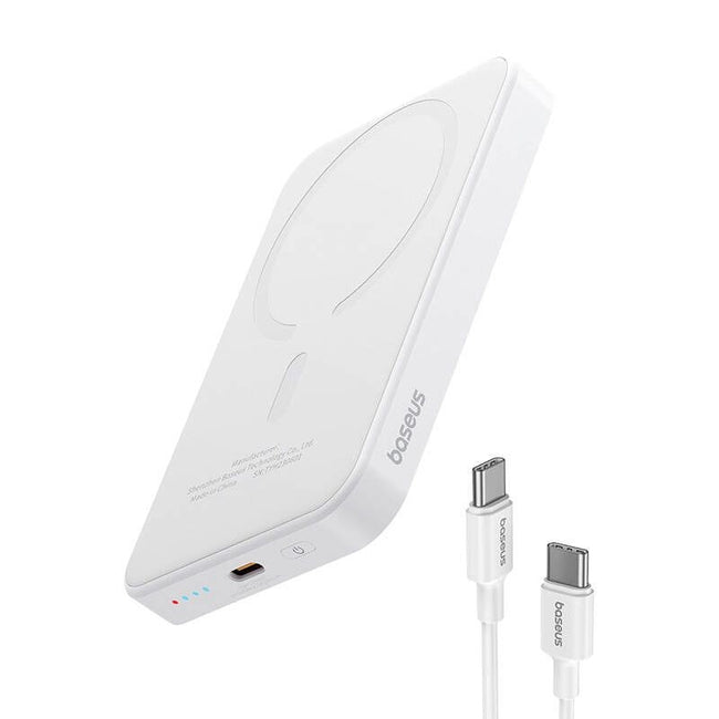 Power Bank Mini 5000mAh Baseus compatible con MagSafe Blanco - Carga rápida 20W y Cable tipo C inlcuido Hover Image