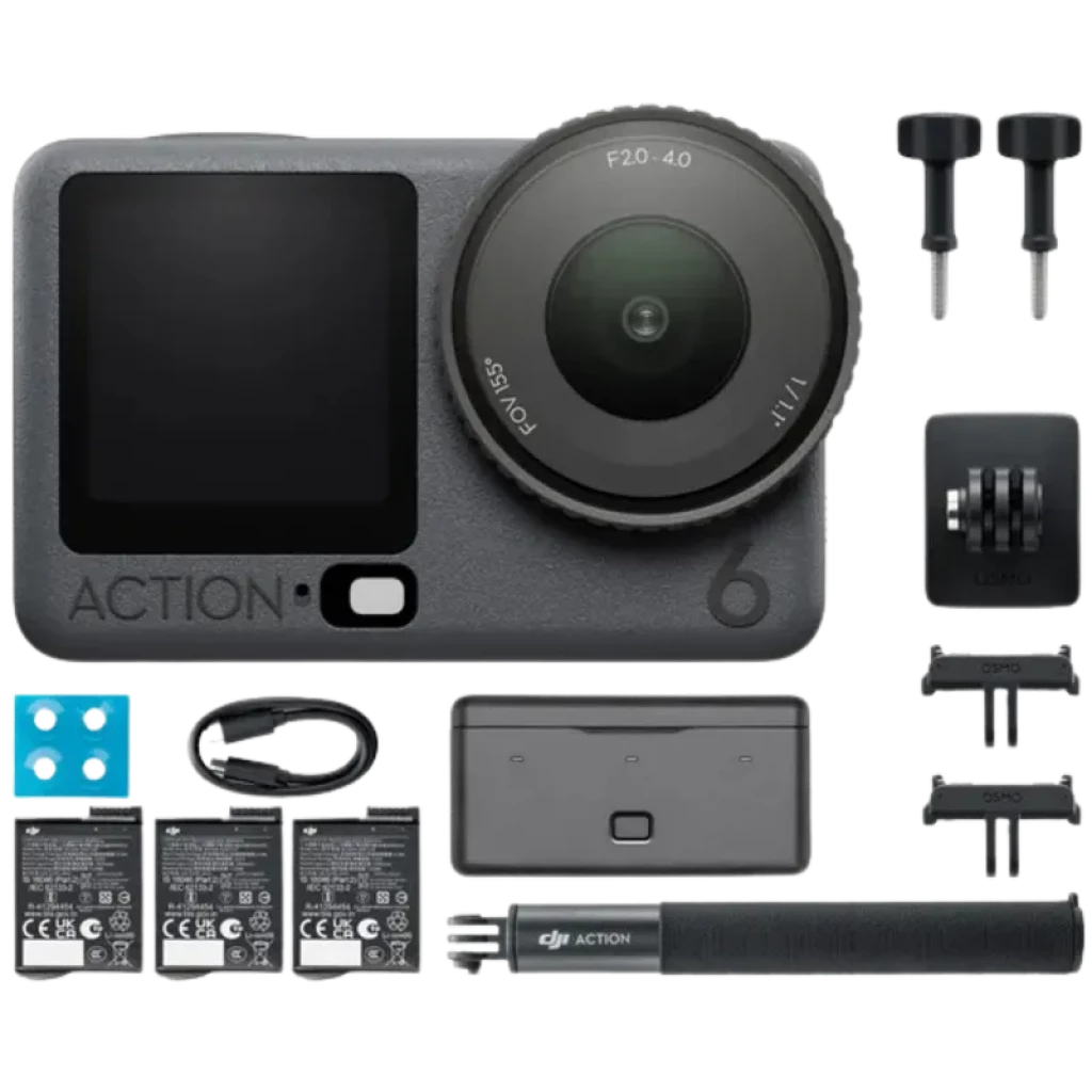 DJI Osmo Action 6 Adventure Combo 4K 120fps RockSteady 3.0 sumergible 20 m WiFi 1950mAh Cámara deportiva