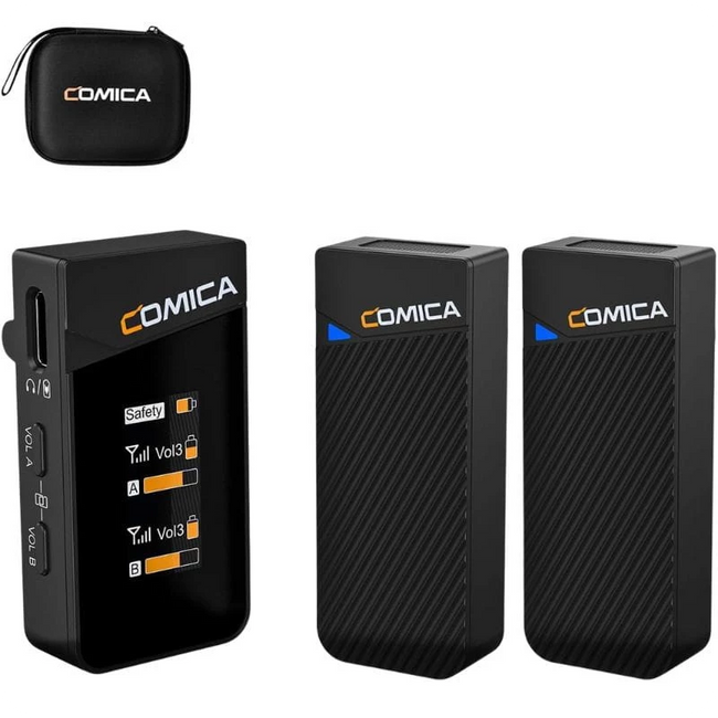 COMICA Vimo C2 Micrófono Lavalier Inalámbrico de 2 Canales con Control y Cancelación de Sonido Hover Image