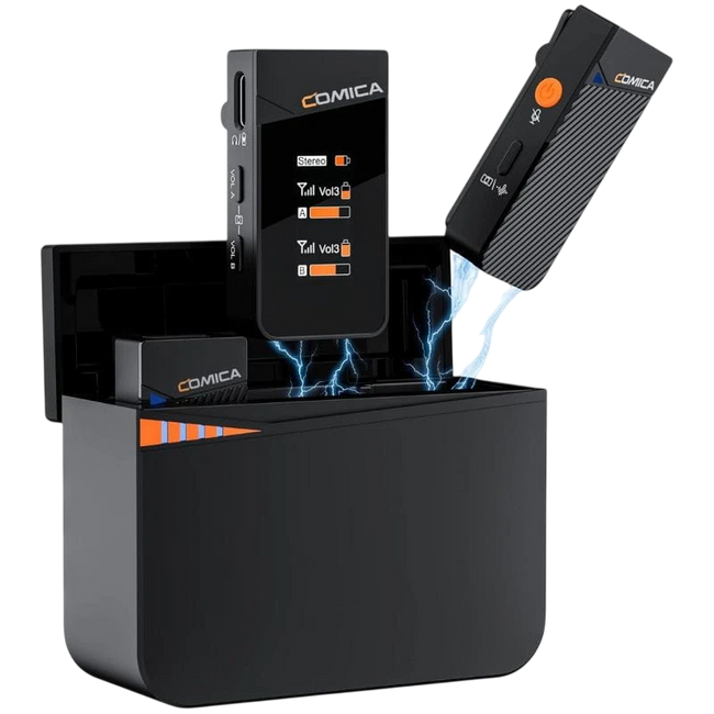 COMICA Vimo C3 Micrófono Lavalier Inalámbrico de 2 Canales con Control y Cancelación de Sonido Hover Image