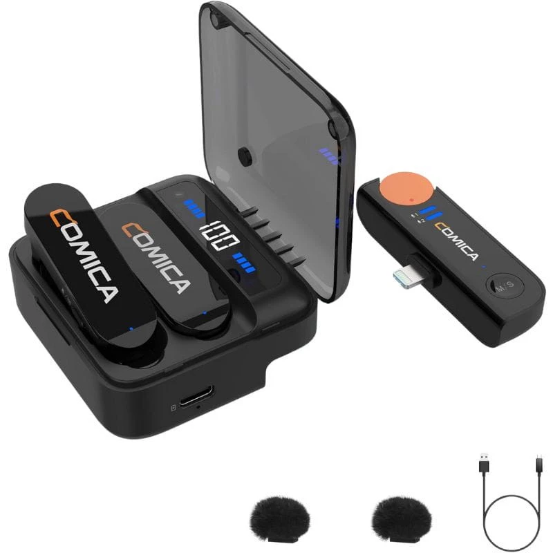 COMICA Vimo S-MI Micrófono Lavalier Inalámbrico con Cancelación de Sonido (Lightning) Negro
