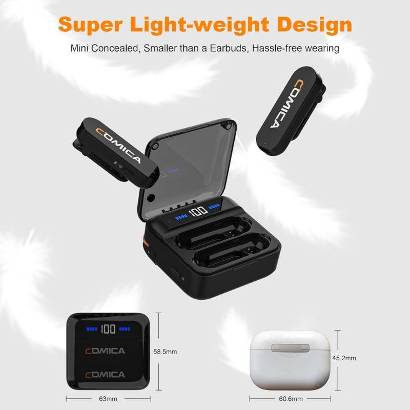 COMICA Vimo S-UC Micrófono Lavalier Inalámbrico con Cancelación de Sonido (USB-C) Negro
