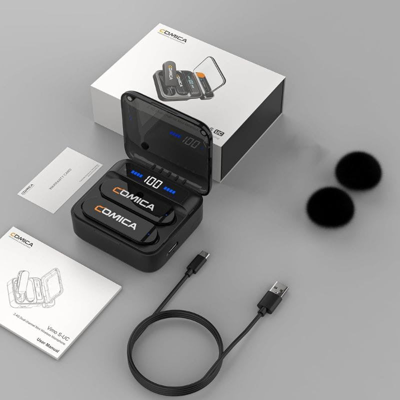 COMICA Vimo S-UC Micrófono Lavalier Inalámbrico con Cancelación de Sonido (USB-C) Negro