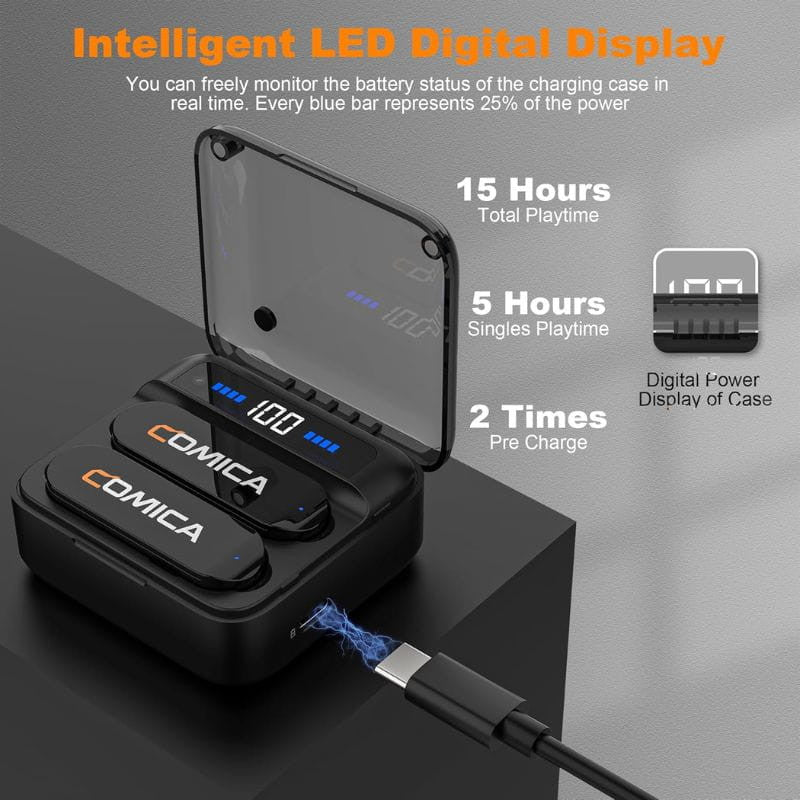 COMICA Vimo S-UC Micrófono Lavalier Inalámbrico con Cancelación de Sonido (USB-C) Negro