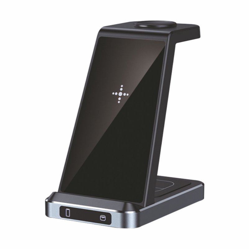 Cool Dock Base Qi Cargador Inalambrico 3 En 1 Negro