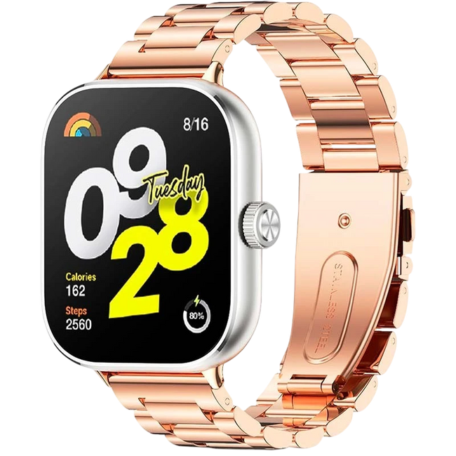 Correa Metal Eslabones Xiaomi Mi Smart Band 9 Pro / Band 8 Pro / Redmi Watch 4 / Redmi Watch 5 / Redmi Watch 6 / Xiaomi Smart Band 10 Pro Dorado Rosa Hover Image