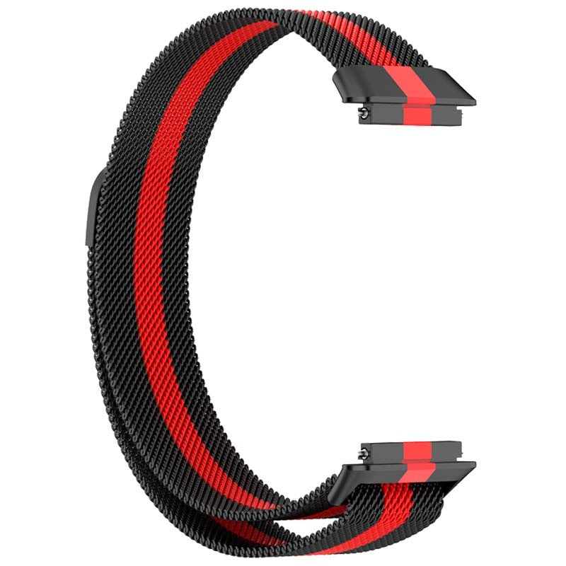 Correa Compatible Huawei Band 7 Milanesa Magnética Racing Negro y Rojo