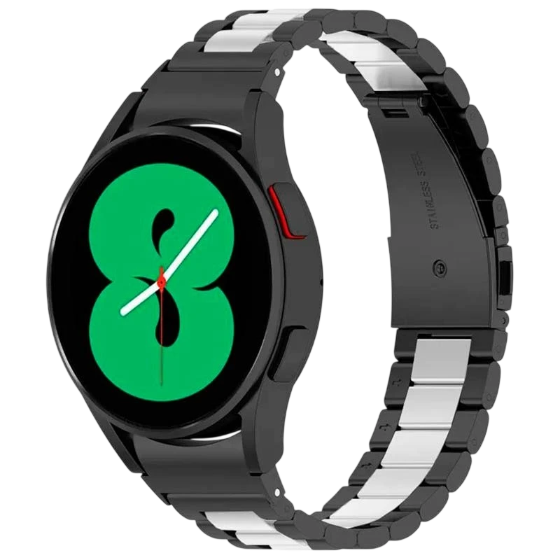Correa Metal Eslabones Samsung Galaxy Watch 4/5/6 Negro+Plata
