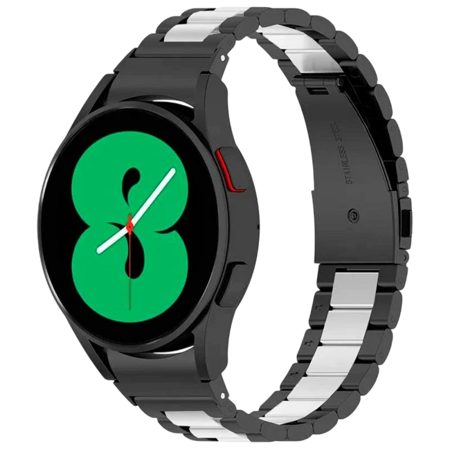 Correa Metal Eslabones Samsung Galaxy Watch 4/5/6 Negro+Plata Hover Image