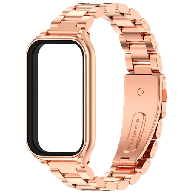 Correa Metal Eslabones Xiaomi Mi Smart Band 8 Active / Redmi Smart Band 2 Dorado Rosa Hover Image