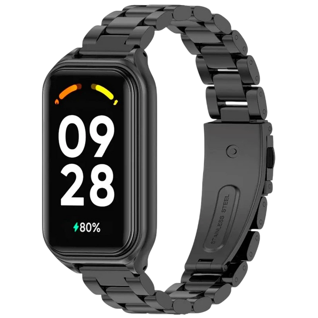 Correa Metal Eslabones Xiaomi Mi Smart Band 8 Active / Redmi Smart Band 2 Negro Hover Image