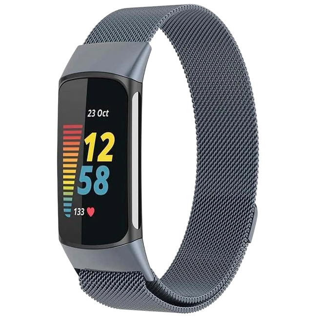 Correa Milanesa Magnética Fitbit Charge 5 / Charge 6 Gris Hover Image