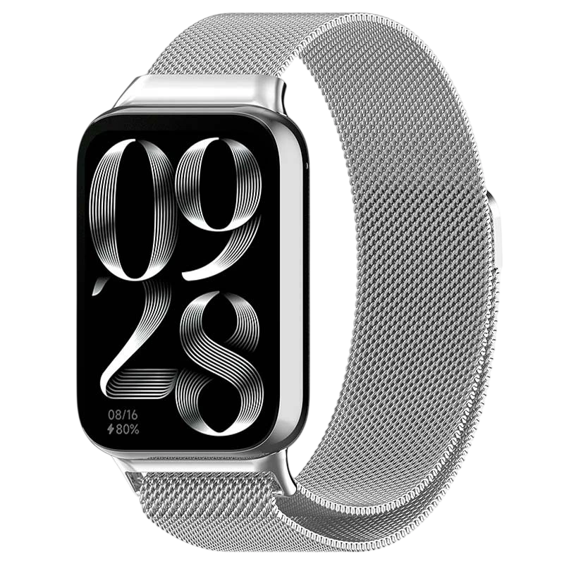 Correa Milanesa Magnética Xiaomi Mi Smart Band 9 Pro / Band 8 Pro / Redmi Watch 4 / Redmi Watch 5 / Redmi Watch 6 / Xiaomi Smart Band 10 Pro Plata