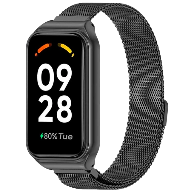 Correa Milanesa Magnética Xiaomi Mi Smart Band 8 Active / Redmi Smart Band 2 Negro Hover Image
